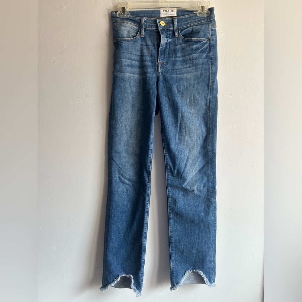 FRAME Demin Le High Straight leg raw edge jeans Size 24